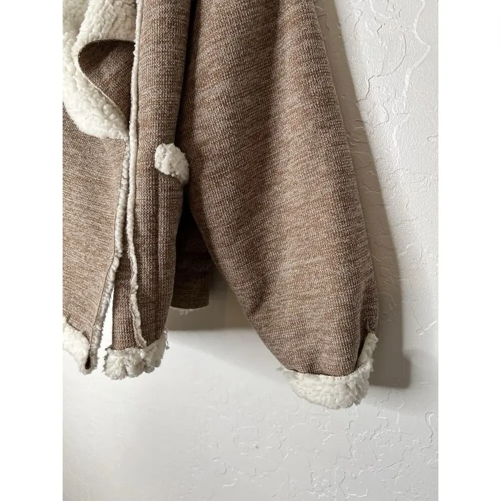 Sherpa Jacket Boho David And Danny Sweater Brown White Wrap Warm Boho Coat Sz S